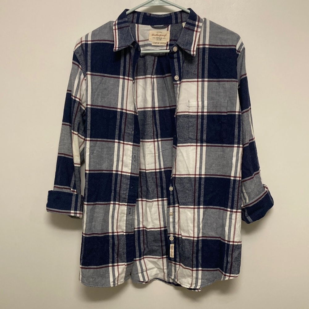 Navy and maroon flannel